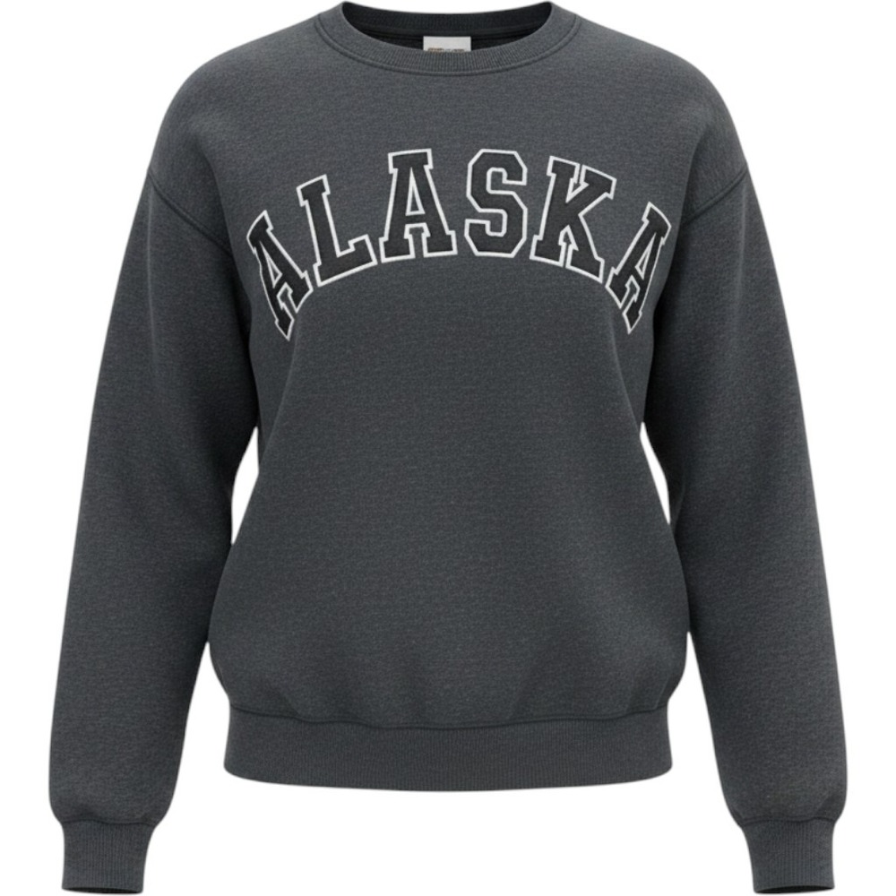 Crazy Apparel Unisex Alaska Graphic Crewneck Sweatshirt Gray Small Casual